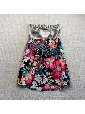 Y2K Roxy Floral AOP / White Summer Dress Beach Surfer Girl Sz L Boho Indie Folk